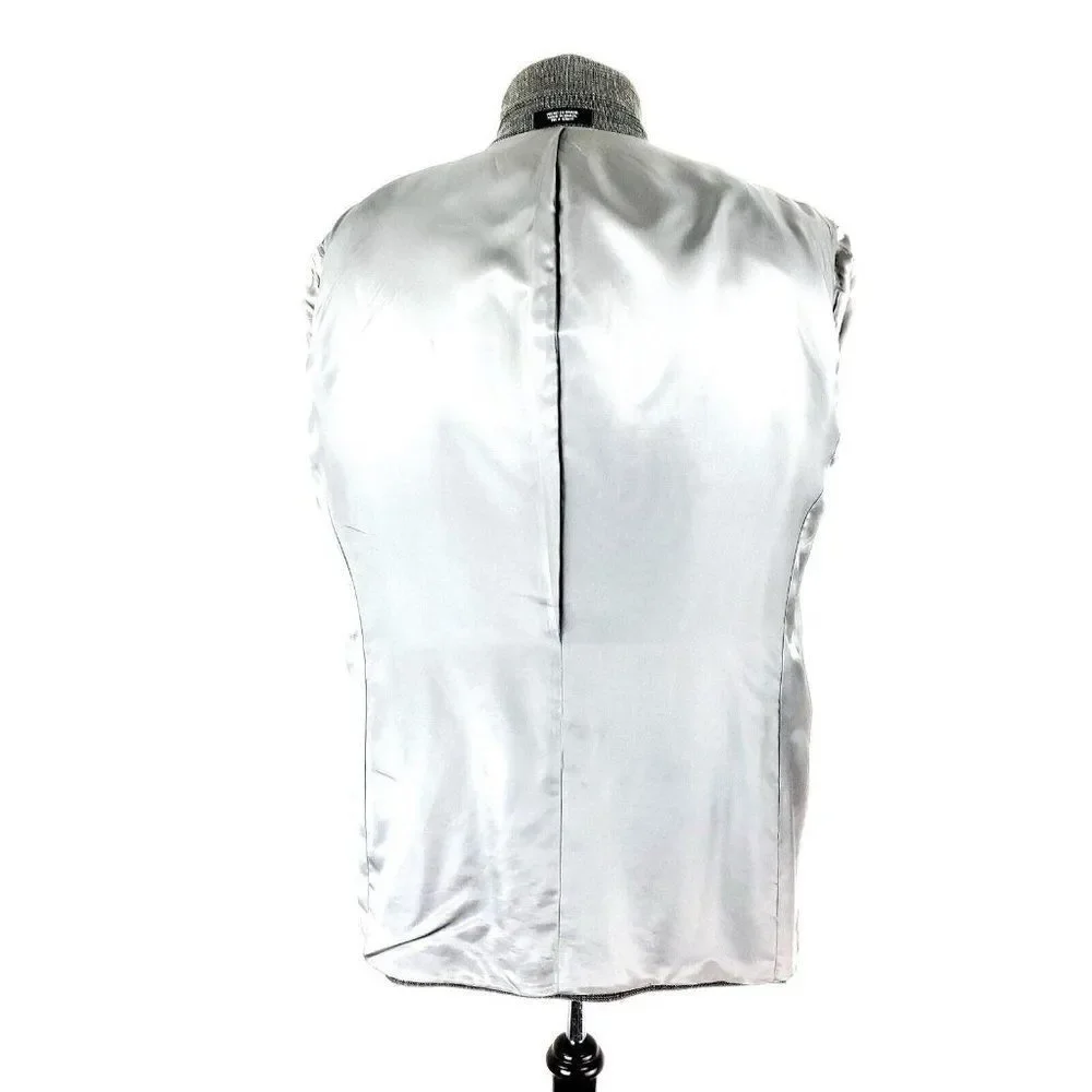 Stafford Executive Wool Silk 3 Button Sport Coat 42R‎ Black White Check